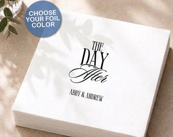 Wedding Cocktail Napkins Personalized The Day After Breakfast Brunch Lunch Bar Napkins Post-Wedding Morning Beverage Buffet Drink Decor