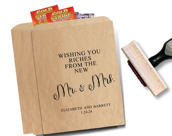 Lottery Ticket Wedding Stamp, Custom Wedding Favor Bags, Scratch Off Party Favors, Mr Mrs Personalized Rubber Stamp Lotto Ticket Self Ink