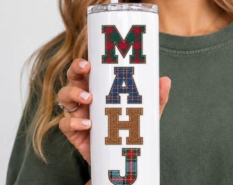 Mahjong Water Bottle Mahjong Preppy Plaid Tumbler Gift for Women Mahjong Player Mug Mahjong Party Favors Mahj Hostess Gift for Mahjong Lover