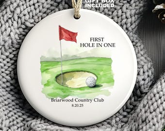 First Hole in One Ornament Personalized Golfer Gift, Custom Course Name Golf Christmas Ornament Keepsake Gift for Golf Lover Husband Son