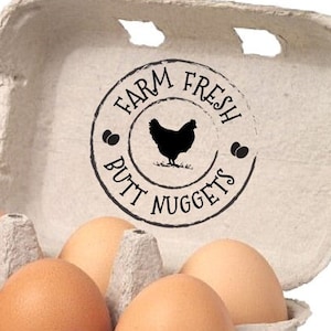 Egg Carton Rubber Stamp Egg Cartons Butt Nuggets Stamp, Farm Fresh Egg Carton Stamps, Chicken Farmer Husband Funny Gifts, Egg Carton Stamper