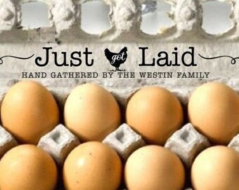 Egg Carton Stamp Custom Egg Cartons Personalized, Just Got Laid Farm Rubber Stamp, Backyard Chicken Gift, Farmhouse Coop Chicken Farm Stamp