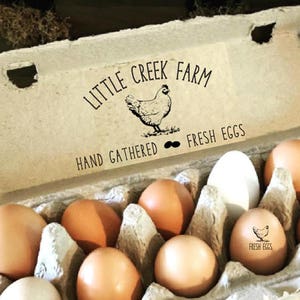 Egg Carton Stamp Personalized Chicken Egg Cartons Custom Farm Chicken Coop Gift, Hand Gathered Hen Duck Quail Fresh Eggs, Farm Name Logo image 7