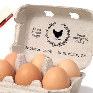 Custom Egg Cartons Stamp Chicken Farmer Gift, Hobby Farm Personalized Egg Cartons, Backyard Hens Coop Stamp, Fresh Eggs Stamper Accessories image 5