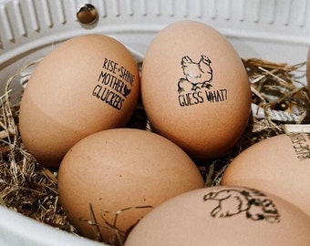 Chicken Egg Stamps Funny Egg Stampers Chicken Lady Gift, Farm Fresh Eggs Rubber Stamp, Farmhouse Hostess Gift, Cute Egg Sayings, Farm Gift