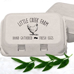 Egg Carton Stamp Personalized Chicken Egg Cartons Custom Farm Chicken Coop Gift, Hand Gathered Hen Duck Quail Fresh Eggs, Farm Name Logo image 2