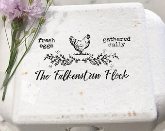 Egg Carton Stamps Custom Egg Cartons Label, Chicken Coop Accessories Family Gift, Farmhouse Decor Hand Gathered Fresh Eggs Farmer Gift, Hen