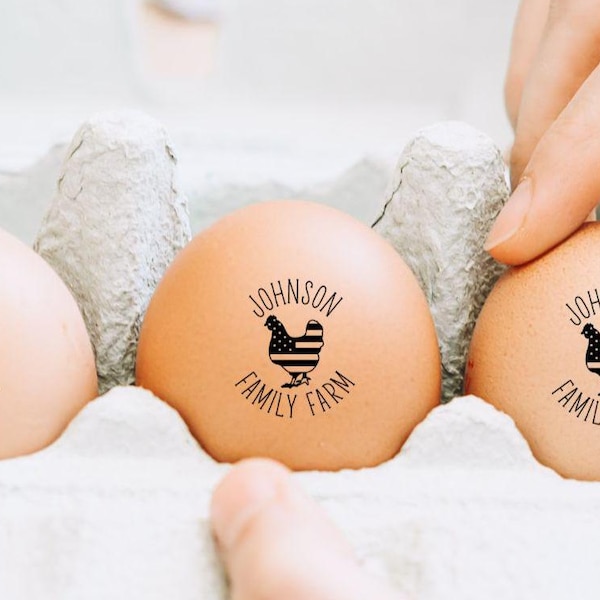 Egg Stamp Personalized Egg Stamper Custom Patriotic Egg Stamp USA American Flag Lover Farmer Chicken Coop Gift, Family Farm Husband Stamper