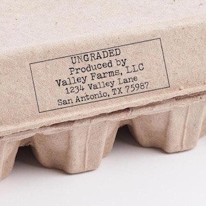 Tampon de carton d'oeufs Tampon de ferme personnalisé ufs frais de la ferme Nom Adresse Tampon non classé, cartons d'oeufs personnalisés, étiquettes de marché de producteurs requises