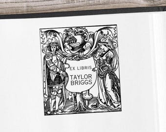Personalized Ex Libris Stamp Custom Bookplate Stamp with Name, Vintage Library Stamp, From the Library Bookish Reader Gift Medieval Knight