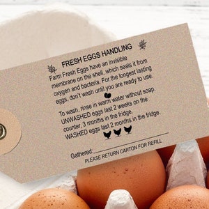 EGG HANDLING Instructions Stamp Egg Carton Stamp, Egg Handling Stamper, Safe Eggs Information, Farm Fresh Eggs Stamper, Chicken Market Tags