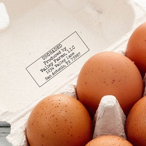 Egg Carton Stamp Custom Text Personalized Egg Information, Name Address Graded Ungraded Carton, Required Farmers Market Tags For Fresh Eggs