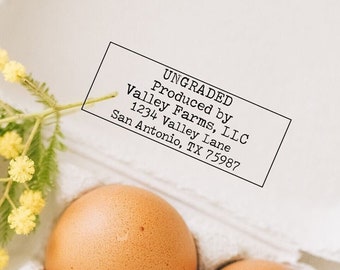 Egg Carton Stamp Personalized Farm Stamp Name Address Graded Ungraded Stamp, Custom Egg Carton, Required Farmers Market Tags Farm Fresh Eggs