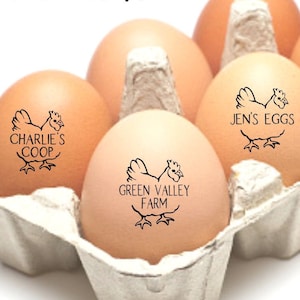 PERSONALIZED EGG STAMPS Custom Chicken Egg Stamp, Farm, Chicken Coop Name Stamp, Farm Egg Label, Chicken Lover Gift, Mini Hen Stamp