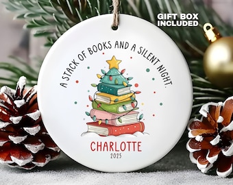 Book Club Group Gifts Matching Personalized Book Lover Ornaments Book Reader Name Gifts Bookish Christmas Presents Cute Holiday Tree Decor