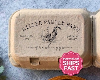Custom Egg Carton Stamp Chicken Egg Stamper For Farm Fresh Eggs Personalized Carton Stamp, Farmer Gift, Coop Accessory, Large Rubber Stamp