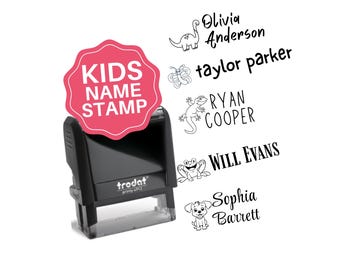 Kids Stamp Personalized Kids Name Stamper Custom Child Name Stamp With Animal Self-Inking 5 Colors Customized Gift for Kids Birthday T4911
