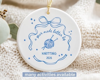 Knitting Ornament Gift For Knitter Lover Matching Knitting Circle Friends Keepsake Knitting Present For Class Friend Group Grandma Hobbies