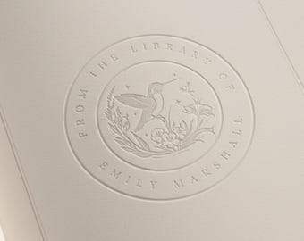 Hummingbird Embosser Personalized Hummingbird Book Embosser Stamp Bird Library Book Stamper Self Inking Book Lover Gift, Ex Libris Bookplate