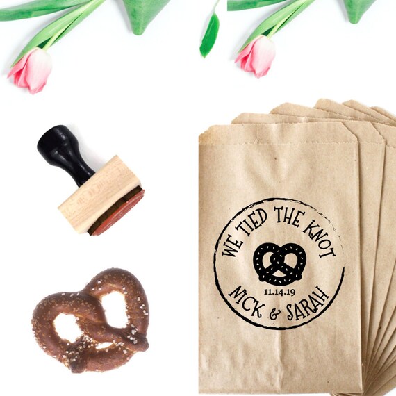 We Tied The Knot Pretzel Bag Stamp Custom Soft Pretzel Wedding