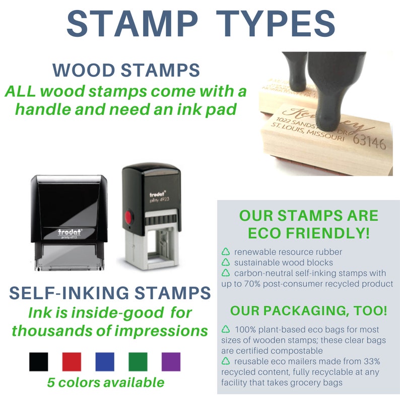 Address Stamp Self Inking Pine Tree Custom Return Address Stamp, Evergreen Tree Rubber Stamper, Modern Outdoors Family Housewarming Gift image 2