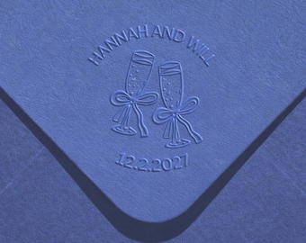 Wedding Embosser Stamp Personalized Monogram Embossing, Couples Names EngagementParty Save The Date Stamp For Envelopes Invitation Napkins