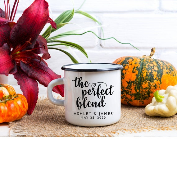 The Perfect Blend Mugs, Campfire Mugs, Personalized Camp Mugs, Couples Engagement Gift Bridesmaid, Bridal Shower Favor, Enamel Coffee Cups Il_570xn
