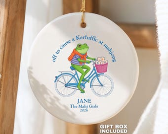 Adornos de Mahjong Ideas de regalos personalizados para Mahjong Recuerdos navideños para grupos de Mahjong Meme divertido de rana Regalos para amantes del Mahjong Regalos para mejores amigas de Mahjong