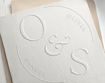 Custom Wedding Embosser Stamp Modern Wedding Logo Monogram Initial Napkin Embossing Stamp Stationery Envelope Couple Engagement Gift