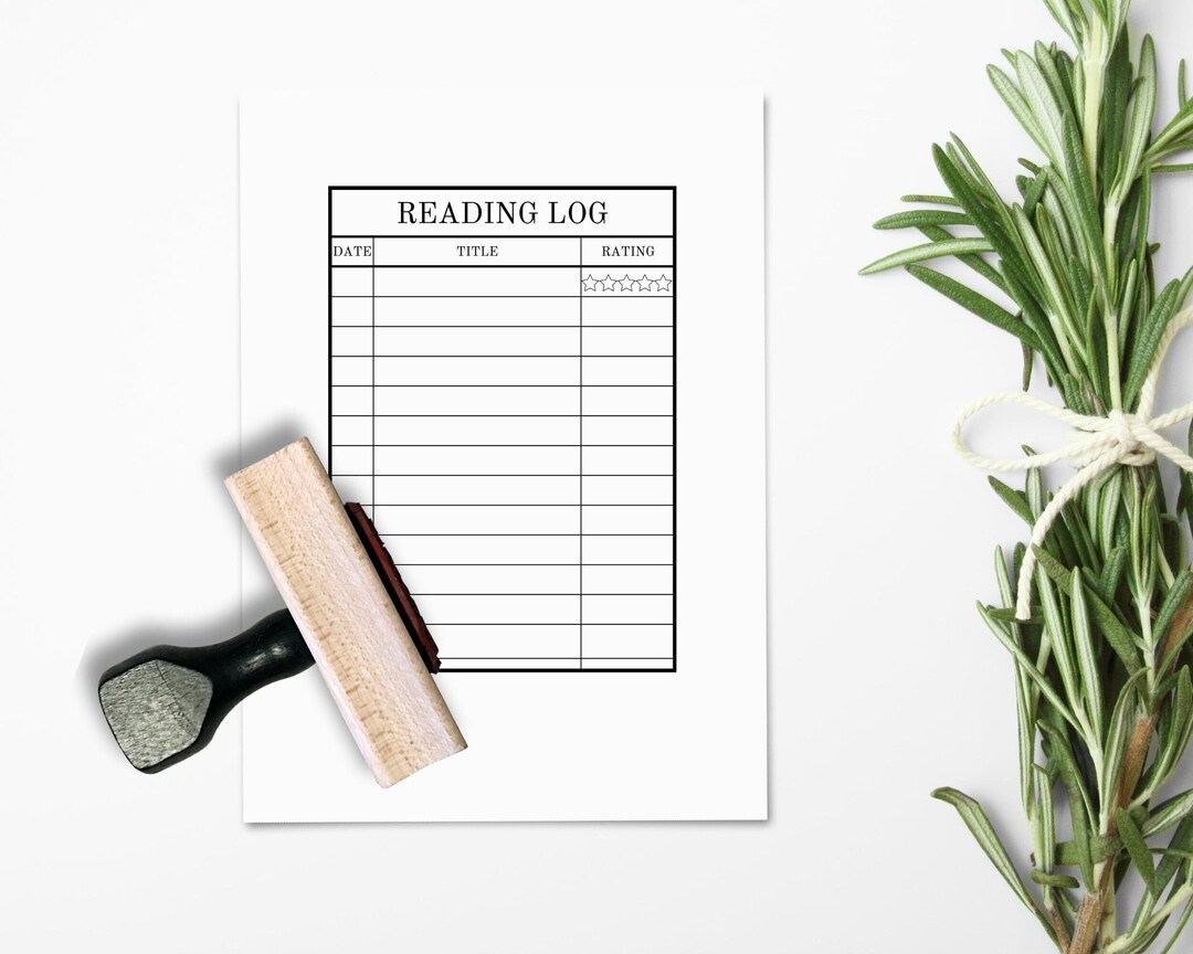 Reading List Stamp, Reading Log Vintage Library Book Card Journal Stamp ...