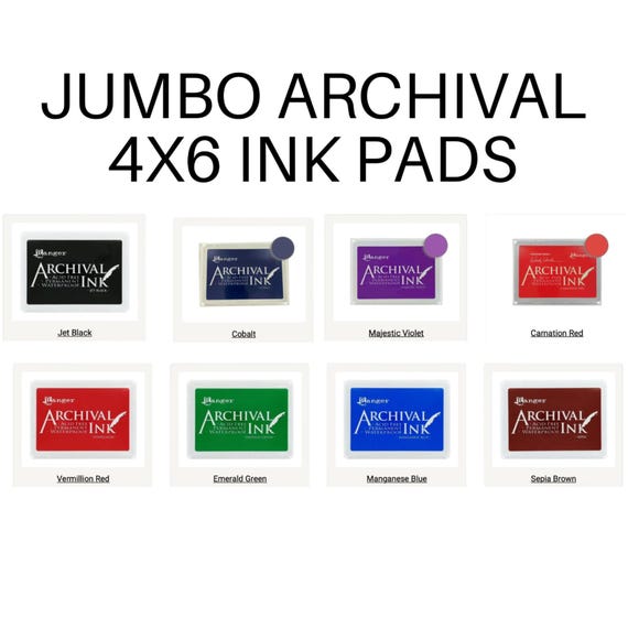 EXTRA LARGE Ink Pad 4x6 Archival Ink, 10 Colors, Oversized Stamp Inkpad, Ranger Non Toxic Ink, Rubber Stamp Ink, Permanent Acid Free