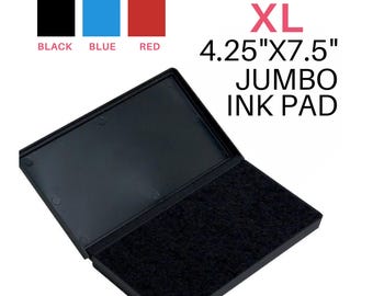 EXTRA LARGE Ink Pad 4.25 x 7.5, Oversized Stamp Ink, Jumbo Rubber Stamp Ink, Water Soluble Ink Pad, Black, Red, Blue