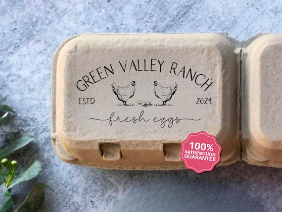 Custom Egg Cartons Stamp Chicken Egg Carton, Farmhouse Gift, Fresh Eggs Farm Name Logo, Personalized Egg Cartons Labels Hen Farmer Coop Gift