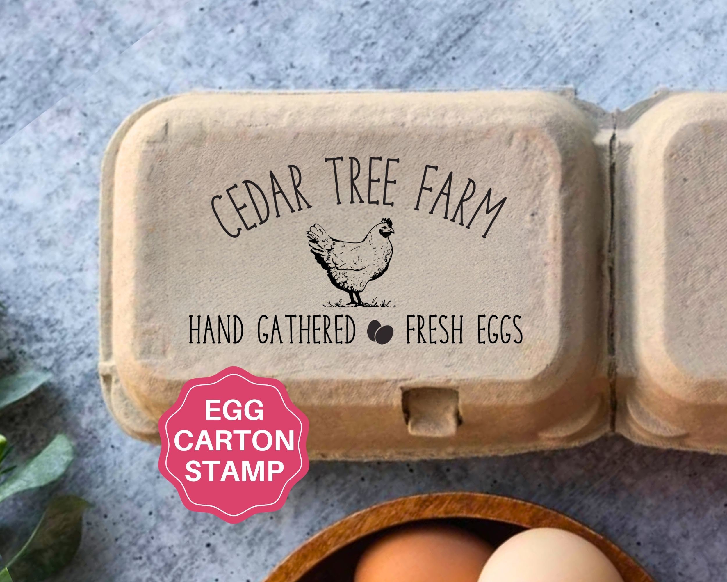  Hen Stamp Farm Fresh Eggs Design Business Stamper Round  Customized Self Inking Rubber Stamps : Office Products