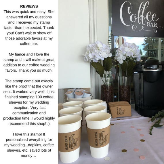 Coffee Wedding Favor Stamp For Custom Coffee Sleeves Love Is Etsy