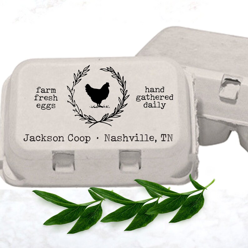 Custom Egg Cartons Stamp Chicken Farmer Gift, Hobby Farm Personalized Egg Cartons, Backyard Hens Coop Stamp, Fresh Eggs Stamper Accessories image 1