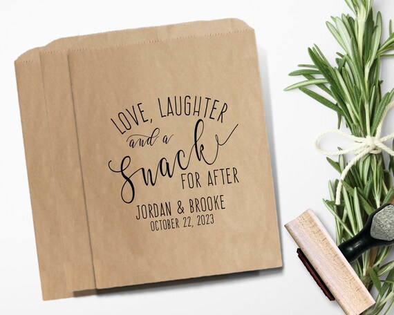Details about   50 Cheers Love Laughter Personalized Flat Paper Goodie Bags Wedding Favors 