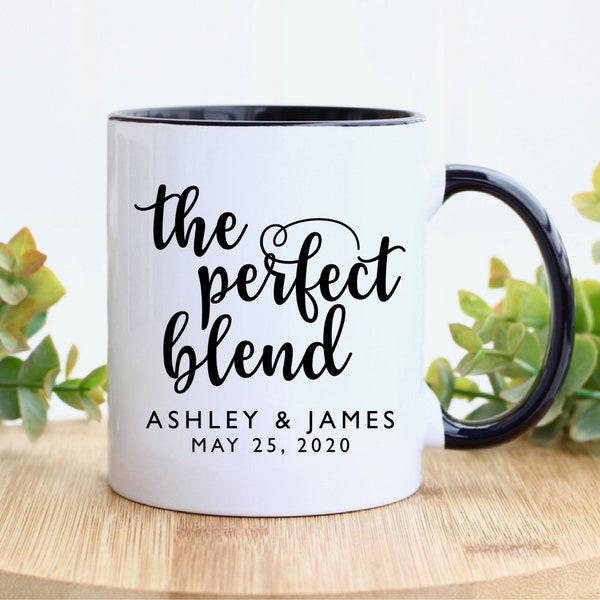 Wedding Mug Personalized Bridal Shower Gift, Wedding Gifts For Couples, Perfect Blend Bride and Groom Coffee Cups, Best Friend Engagement