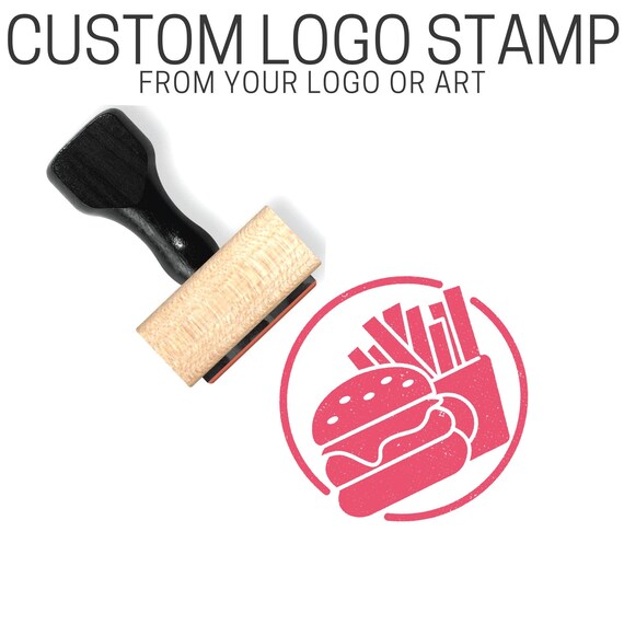 Custom Rubber Stamp, Custom Logo Stamp, Wood Business Logo Stamper, Etsy Shop Large Self Inking