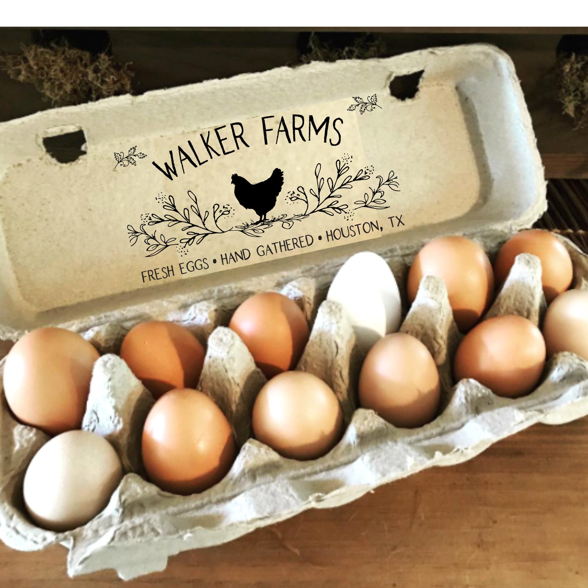 Chicken Egg Carton Stamp Personalized 6 Egg Carton Farmhouse Etsy