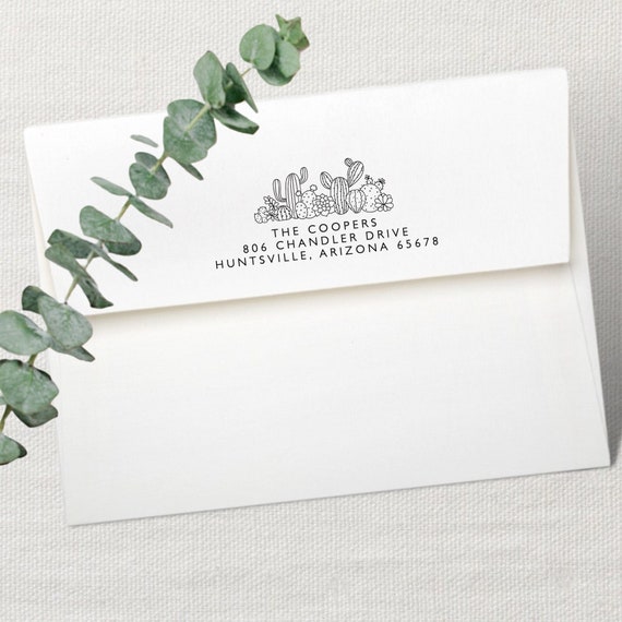 Cactus Address Stamp, Arizona Address Stamp, Desert Family Return