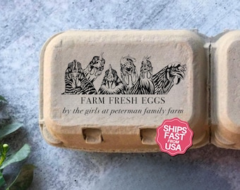 Personalized Egg Carton Stamp Custom Egg Cartons Unique Chicken Lover Gift, Homestead Stamper Coop Name Family Farm Fresh Eggs Logo Stamper