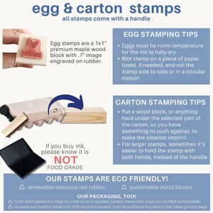 Peut inclure: Un ensemble de tampons pour &oelig;ufs et cartons avec des blocs en bois d'&eacute;rable et des gravures en caoutchouc rouge. Les tampons incluent des conseils d'utilisation, une note sur l'encre non alimentaire et des d&eacute;tails sur les mat&eacute;riaux &eacute;cologiques.