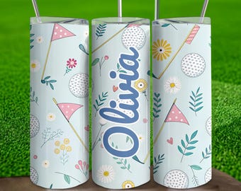 Vaso térmico de golf para mujer, regalo personalizado para grupos de golf femeninos, vaso térmico delgado con nombre personalizado para ligas de golf de chicas, trofeo de golfista, copa, regalo para equipos
