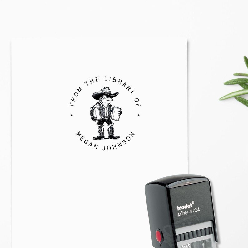 cowboy frog book stamp