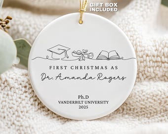 Adorno de doctorado personalizado, regalo de graduación de doctorado, regalo de la primera Navidad como doctor en 2026 para nuevos doctores, adorno de doctorado, regalo de graduación, recuerdo navideño