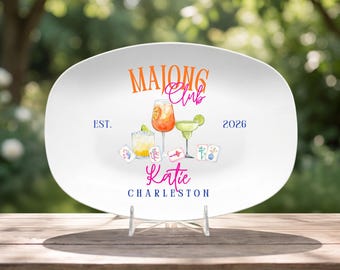 Mahjong Gift Platter Personalized Mahjong Social Club Custom Mahjong Player Decorative Plate, Game Night Party Decor Mahjong Hostess Gift