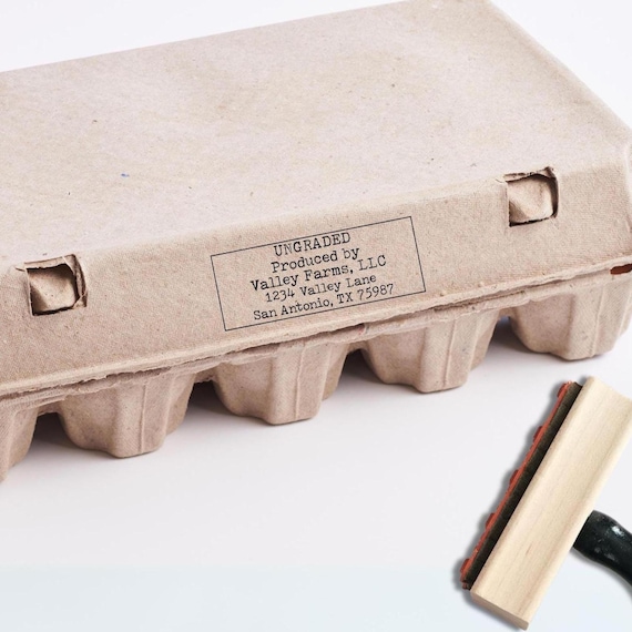 Egg Carton Stamp Personalized Farm Stamp Farm Fresh Eggs Name Address Ungraded Stamp, Custom Egg Cartons, Required Farmers Market Tags