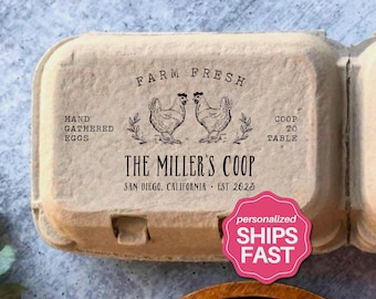 Chicken Egg Carton Stamp Custom Egg Cartons For Gifting Eggs, Chicken Farm Stamp Coop Accessory, Backyard Chicken Gift Large Fresh Egg Stamp