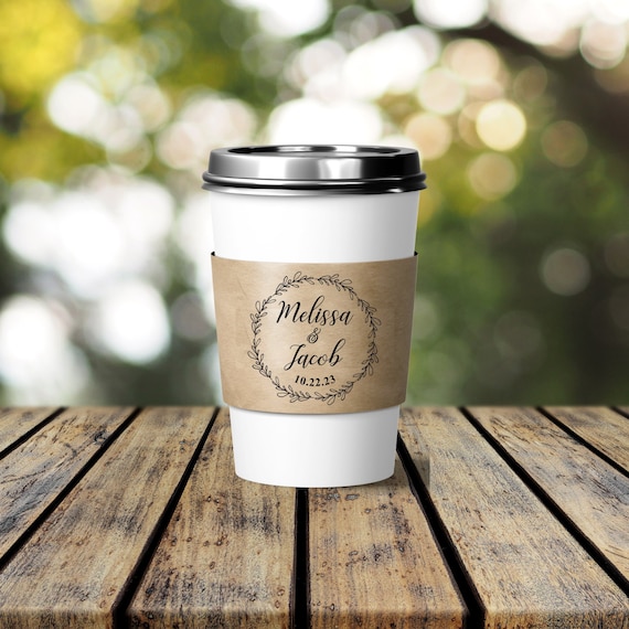 Custom Coffee Sleeves Stamp Wedding Coffee Sleeve, Personalized Coffee Cups With Bride, Groom